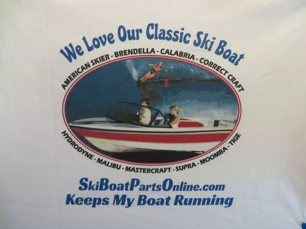 "We Love Our Classic Ski Boat" Tee Shirts- Red Boat